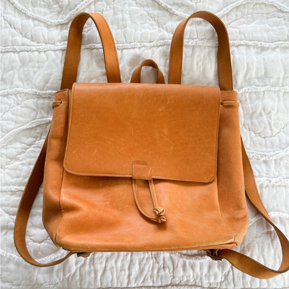 ABLE Women's Kene Cognac Golden Tan Leather Adjustable Strap Backpack